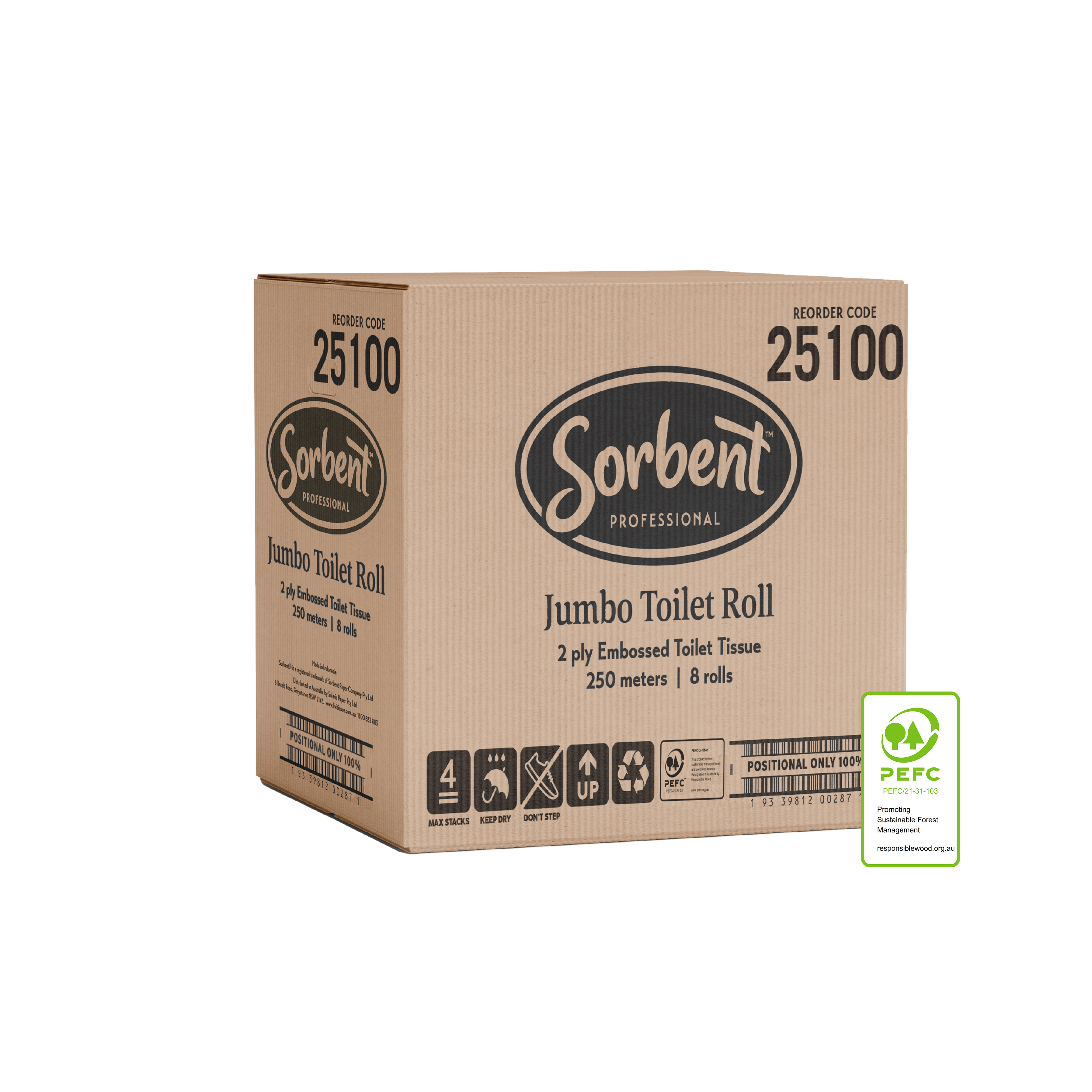 25100_Carton_SorbentProfessional_Jumbo Toilet Tissue 2ply250m_PEFC