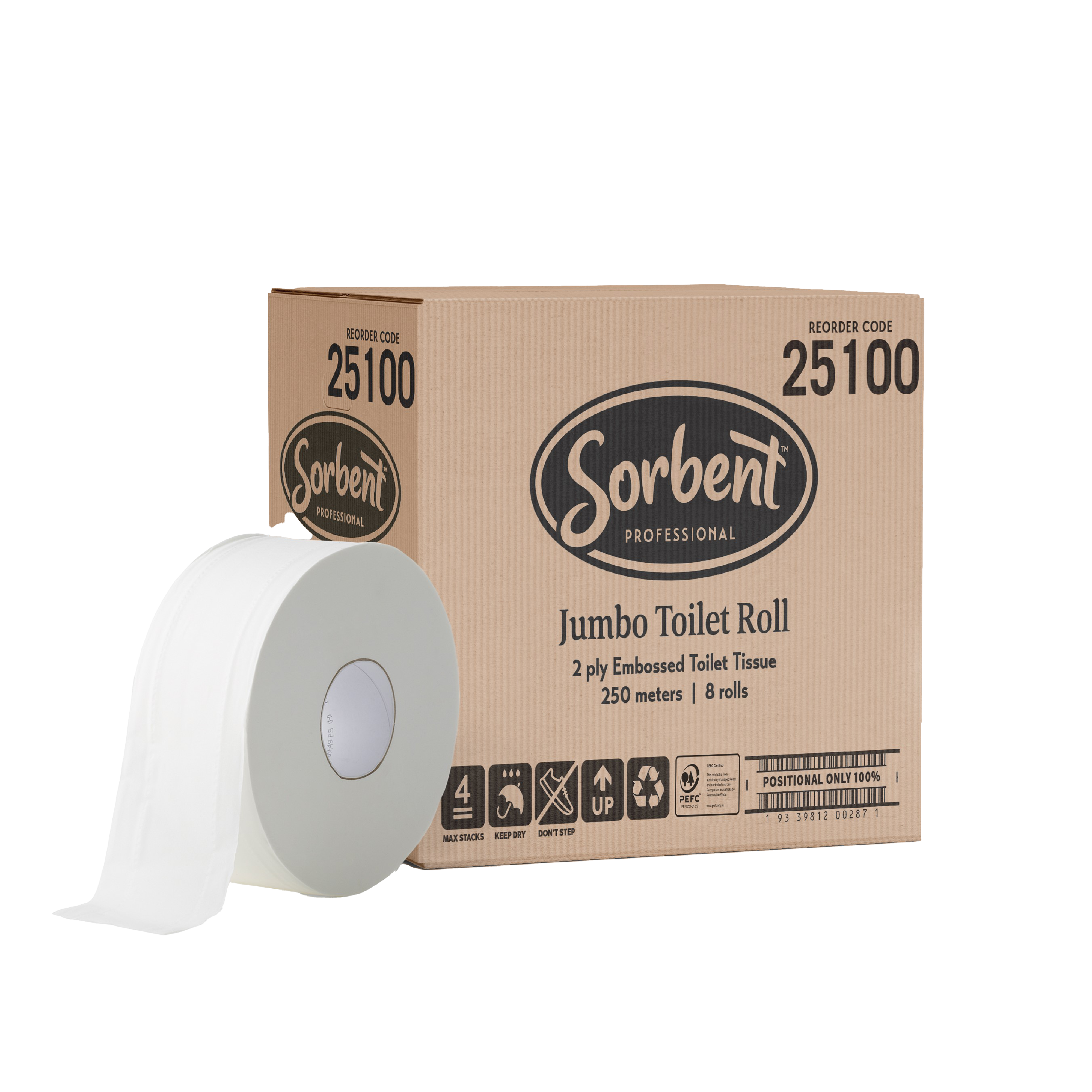25100_SorbentProfessional_Jumbo Toilet Tissue 2ply250m